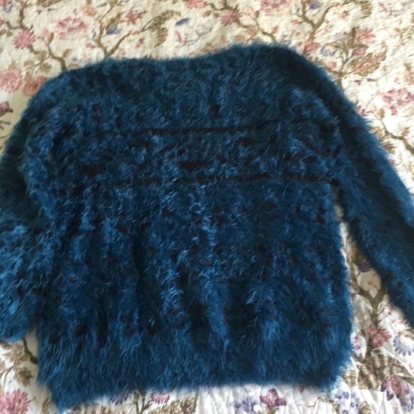 Cookie Monster Style Sweater Royal Electric Blue Size Small Faux fur Super Soft - Picture 5 of 5